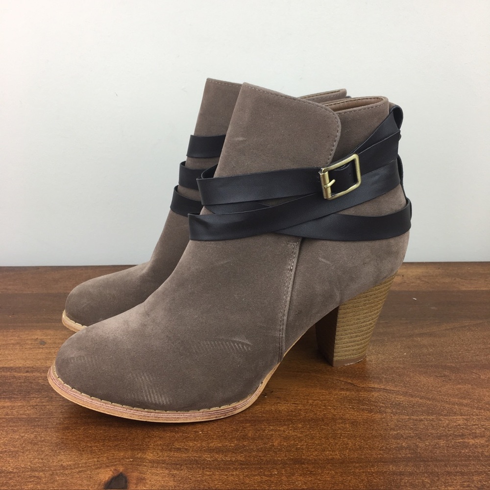 MI.IM URBAN-02 Ankle Bootie Heeled Boots Tan Faux Fur Lined Women’s Size 8
